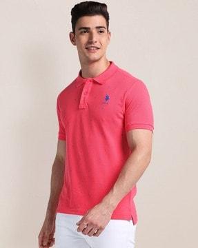 men printed slim fit polo t-shirt