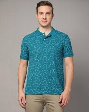 men printed slim fit polo t-shirt