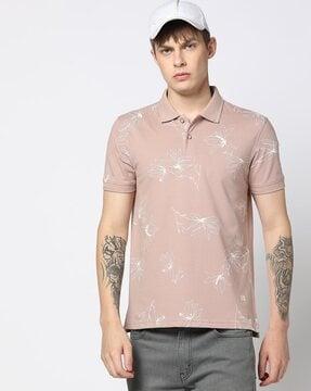 men printed slim fit polo t-shirt