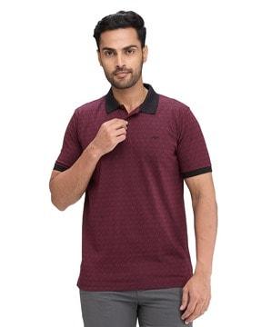 men printed slim fit polo t-shirt