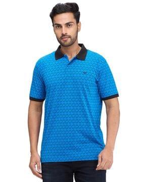 men printed slim fit polo t-shirt