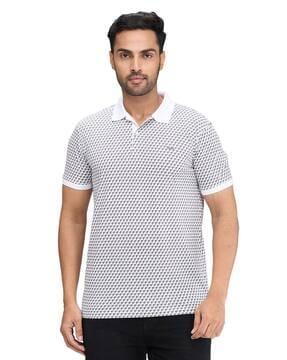 men printed slim fit polo t-shirt