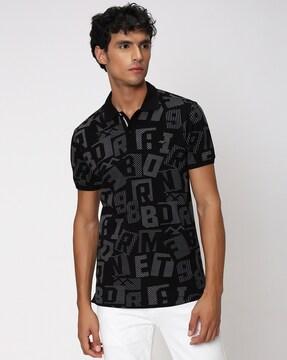 men printed slim fit polo t-shirt