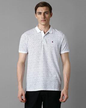 men printed slim fit polo t-shirt