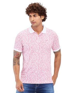 men printed slim fit polo t-shirt