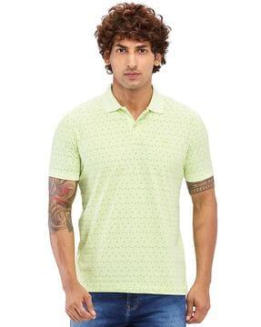 men printed slim fit polo t-shirt