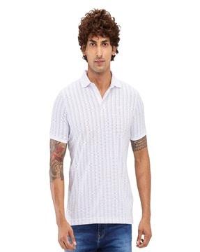 men printed slim fit polo t-shirt