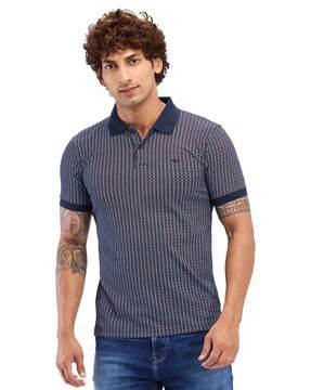 men printed slim fit polo t-shirt