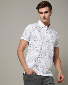 men printed slim fit polo t-shirt