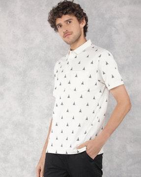 men printed slim fit polo t-shirt