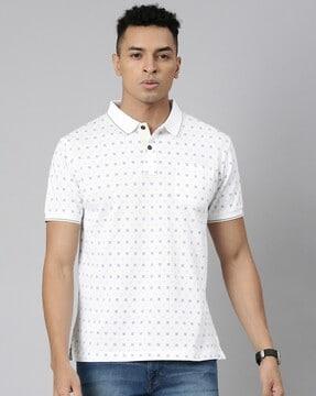 men printed slim fit shirt with patch pocket