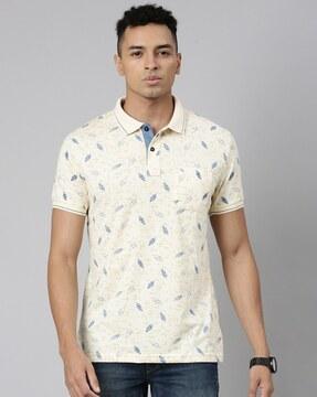 men printed slim fit shirt with patch pocket