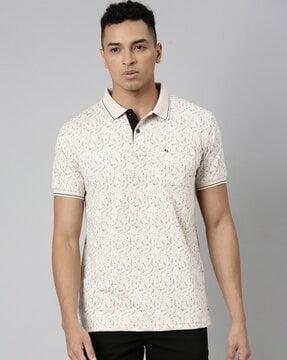 men printed slim fit shirt with patch pocket