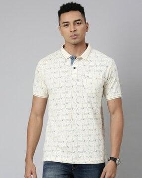 men printed slim fit shirt with patch pocket