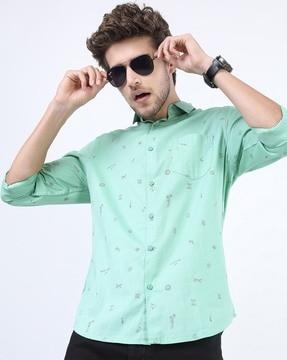 men printed slim fit shirt