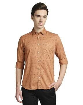 men printed slim fit shirt