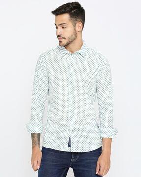 men printed slim fit shirt