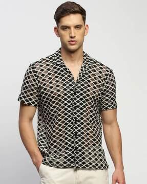 men printed slim fit shirt