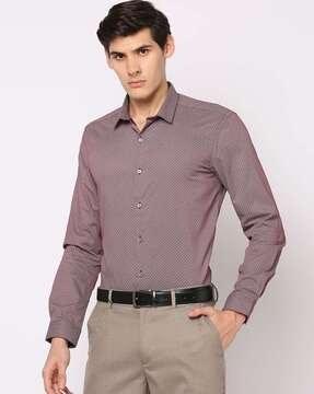 men printed slim fit shirt