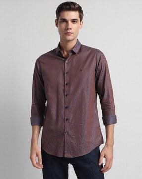 men printed slim fit shirt