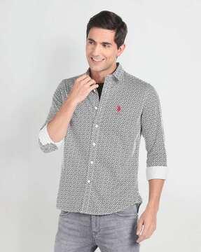 men printed slim fit shirt