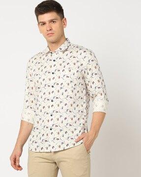 men printed slim fit shirt