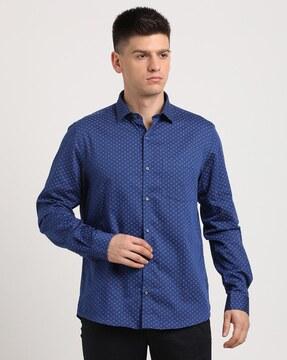 men printed slim fit shirt