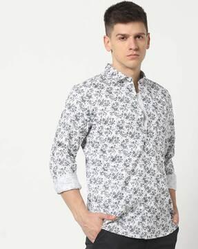 men printed slim fit shirt