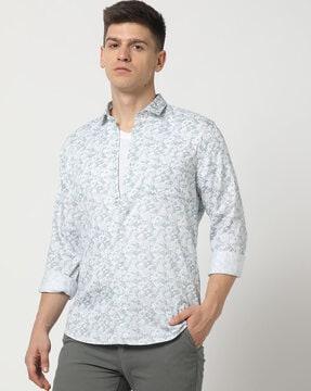 men printed slim fit shirt