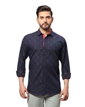 men printed slim fit shirt