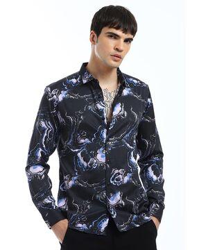 men printed slim fit shirt