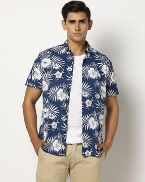 men printed slim fit shirt