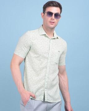 men printed slim fit shirt