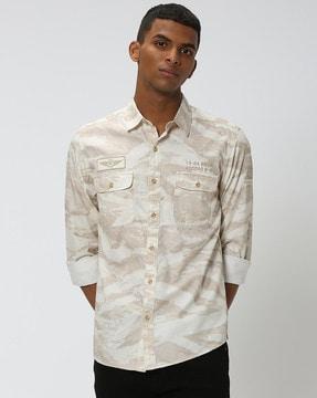 men printed slim fit shirt