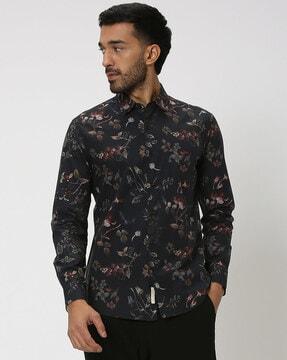 men printed slim fit shirt