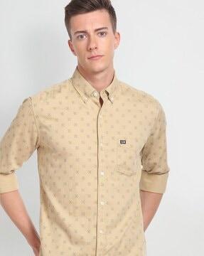 men printed slim fit shirt