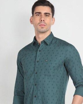 men printed slim fit shirt