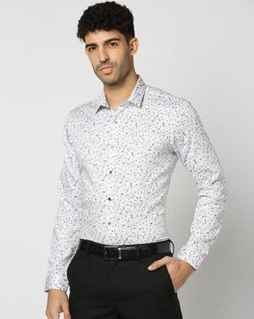 men printed slim fit shirt