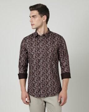 men printed slim fit shirt