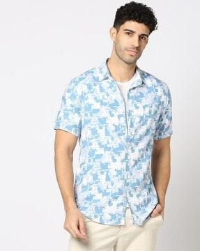 men printed slim fit shirt