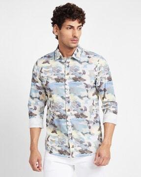 men printed slim fit shirt