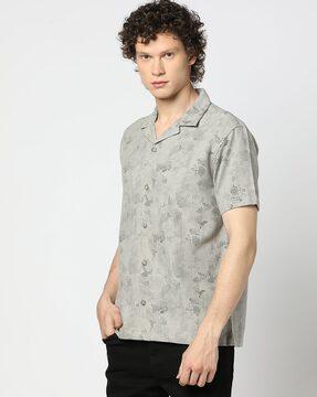 men printed slim fit shirt