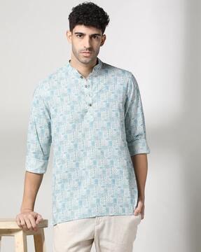 men printed slim fit shirt