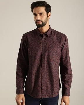 men printed slim fit shirt