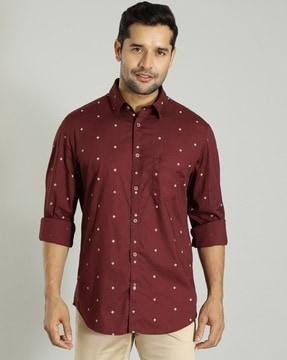 men printed slim fit shirt