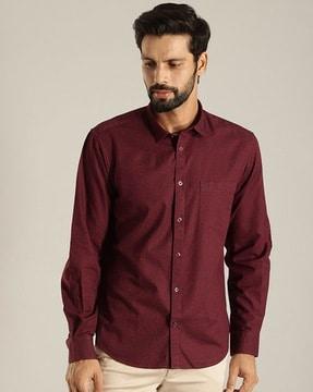 men printed slim fit shirt