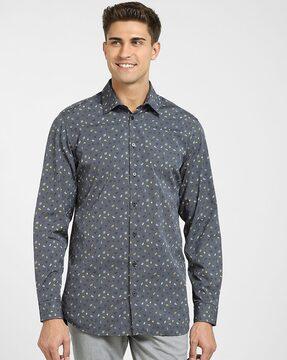 men printed slim fit shirt