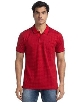 men printed tailored fit polo t-shirt with patch pocket