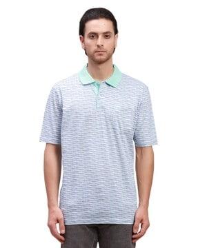 men printed tailored fit polo t-shirt with patch pocket