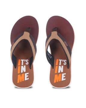 men printed thong-strap flip-flops